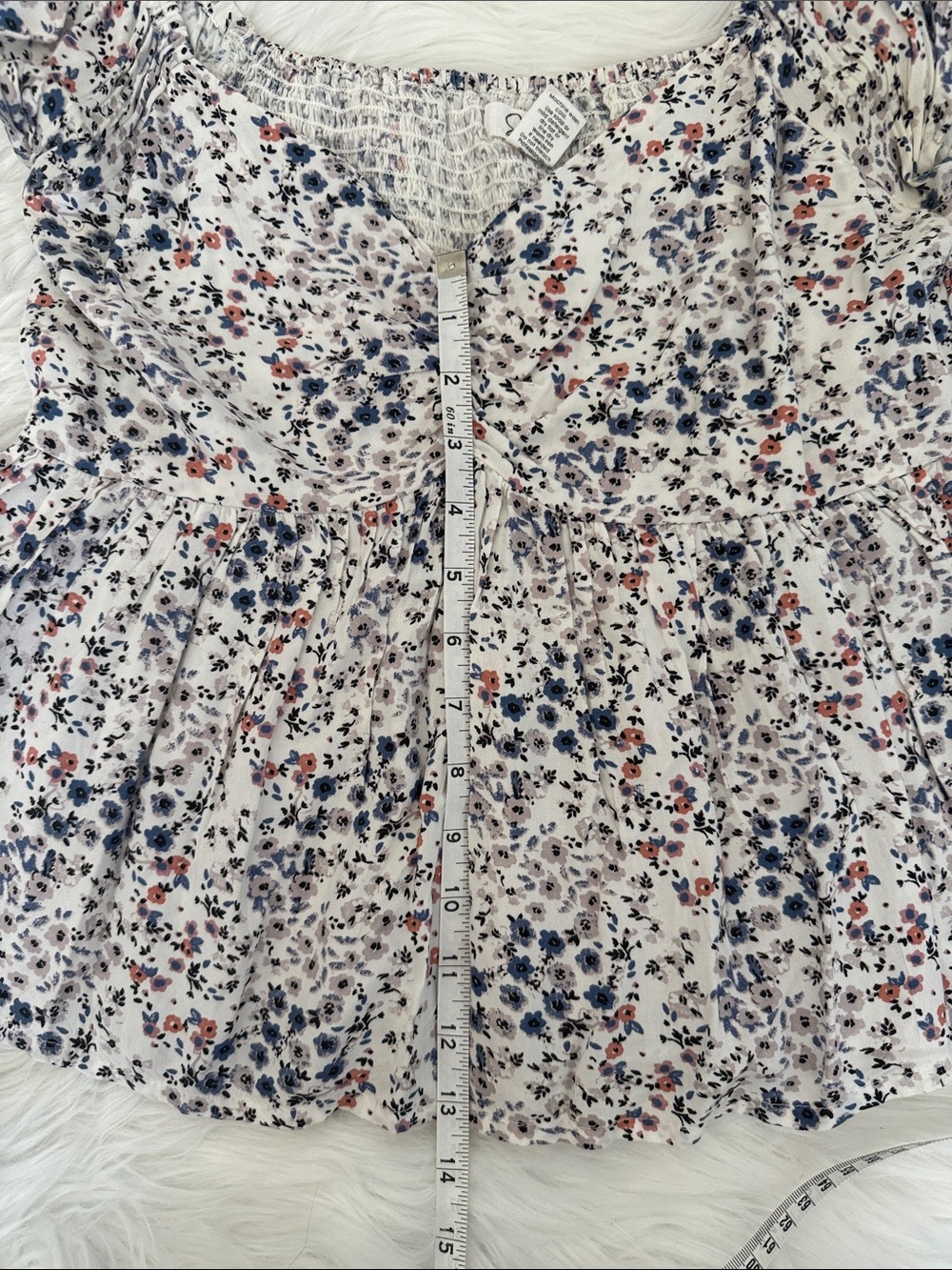 Japna Floral Peplum Blouse Women’s Size Small 100% Viscose Boho Top - Picture 4 of 6